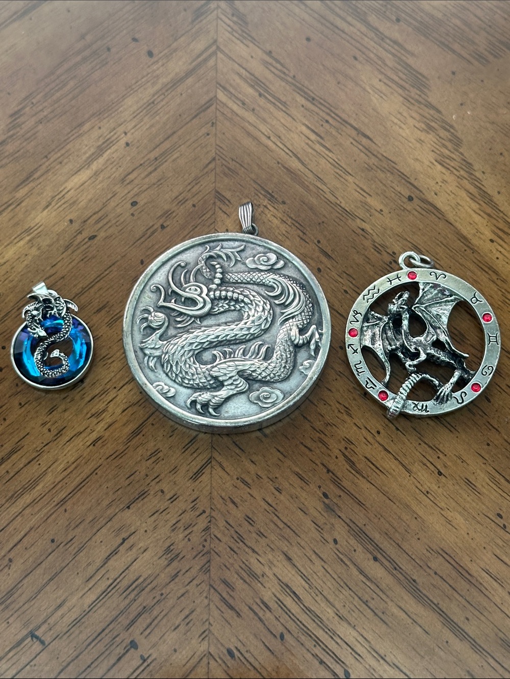 Silver tone Dragon Pendant  - 3 pendants